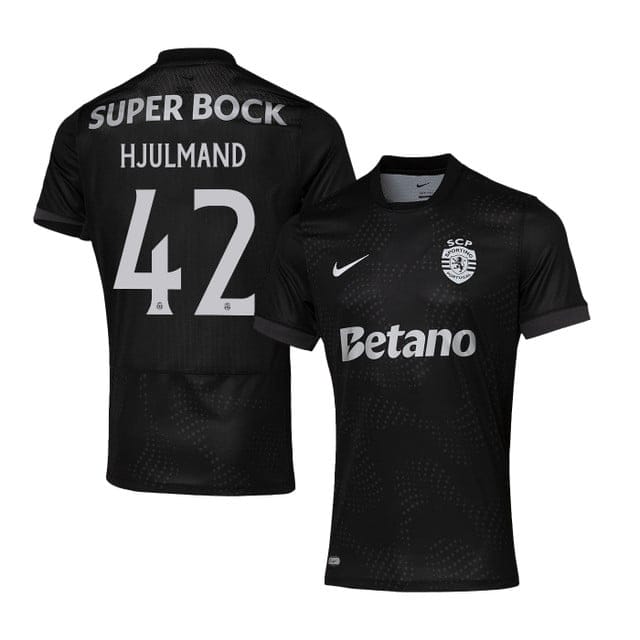 Morten Hjulmand 42 Sporting CP 2025-26 Away Match Jersey – Black