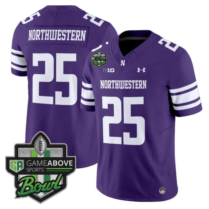 Alternative view of Northwestern Jersey #25 Northwestern Wildcats 2025 GameAbove Sports Bowl