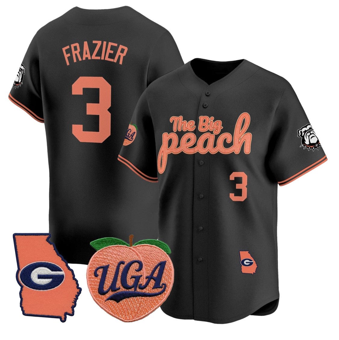 Nate Frazier Jersey #3 Georgia Bulldogs The Big Peach Baseball Stitched