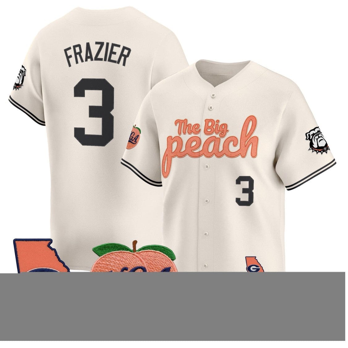 Alternative view of Nate Frazier Jersey #3 Georgia Bulldogs The Big Peach Baseball Stitched