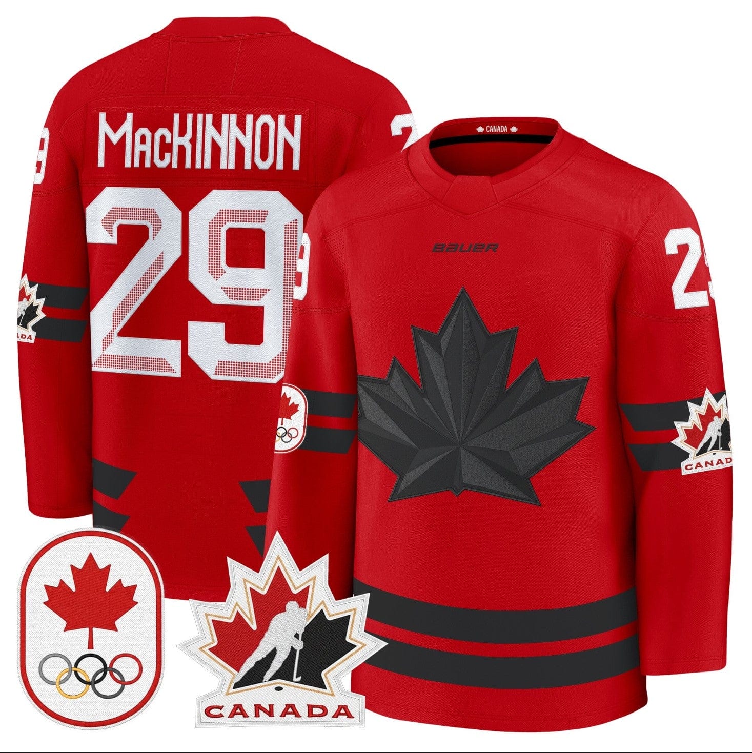 Alternative view of Nathan MacKinnon Jersey #29 Canada Olympic Premium Hockey Stitched