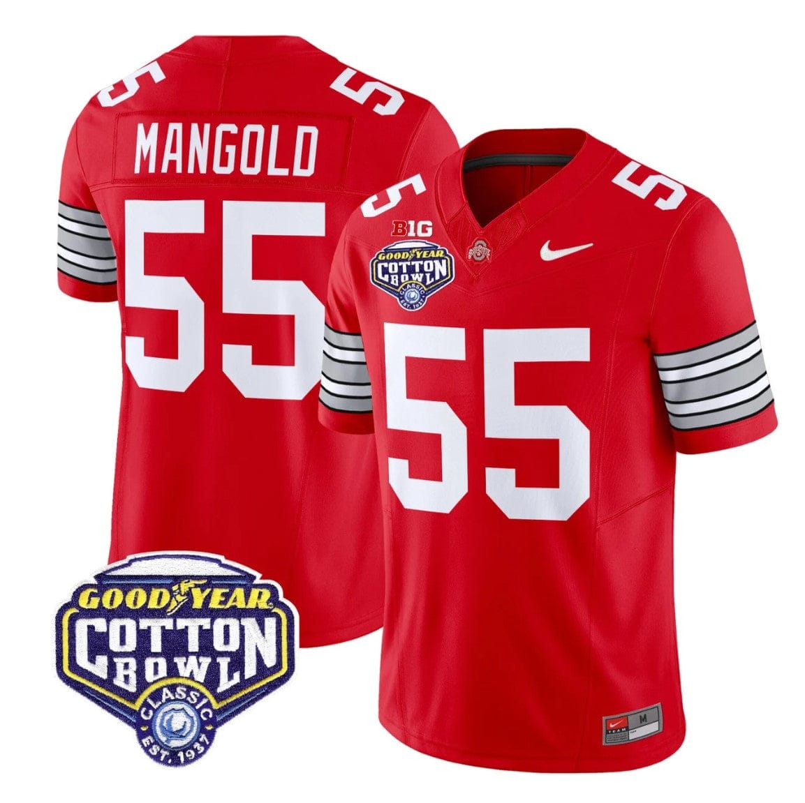 Nick Mangold Jersey #55 Ohio State Heritage Stripe 2025 Cotton Bowl Stitched - Image 3