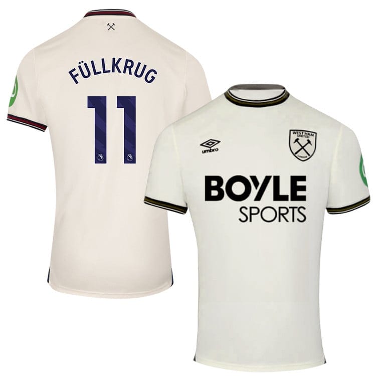 Niclas Fullkrug #11 West Ham United 2025-26 Away Match Jersey – Cream