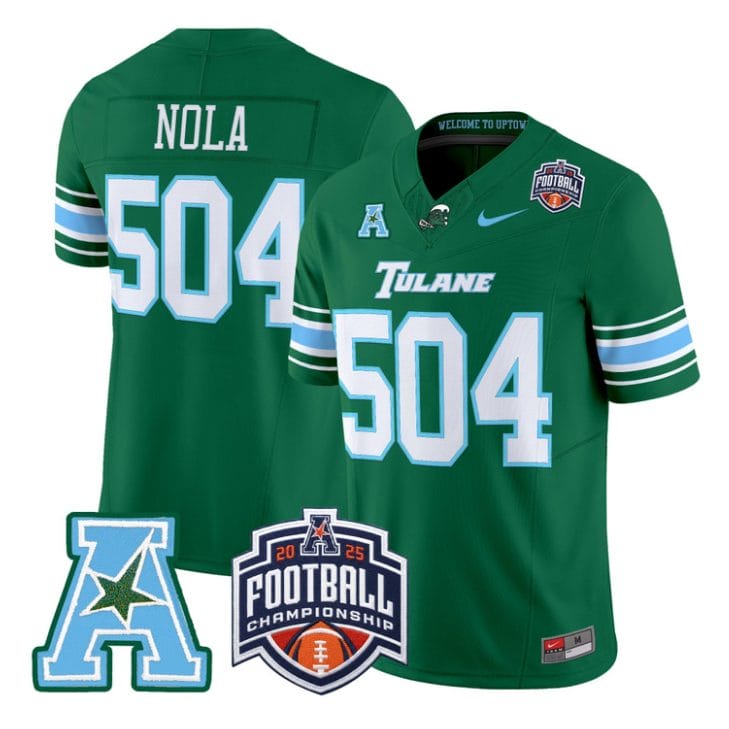 Nola Jersey #504 Tulane Green Wave 2025 AAC Championship Stitched - Image 4