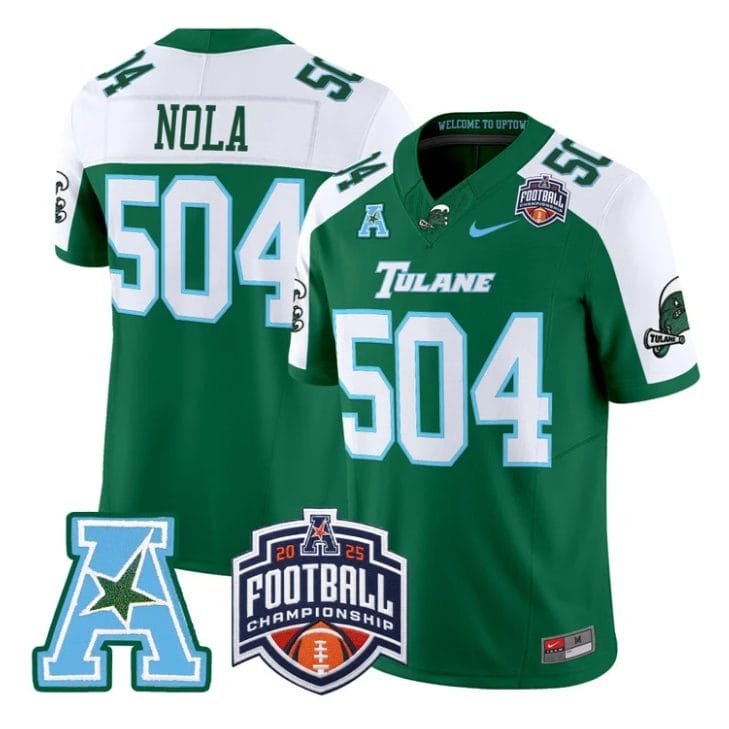 Nola Jersey #504 Tulane Green Wave 2025 AAC Championship Stitched - Image 3
