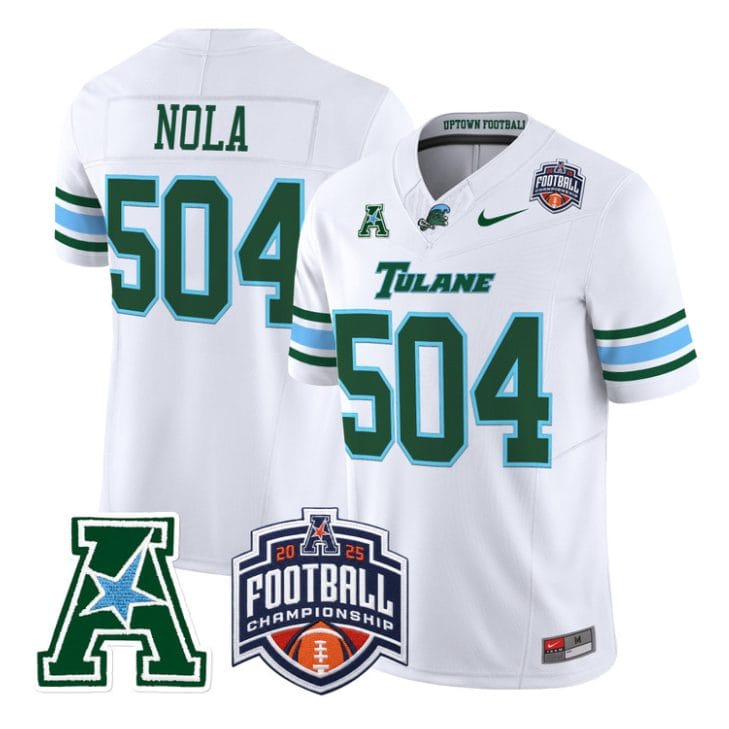 Nola Jersey #504 Tulane Green Wave 2025 AAC Championship Stitched - Image 5
