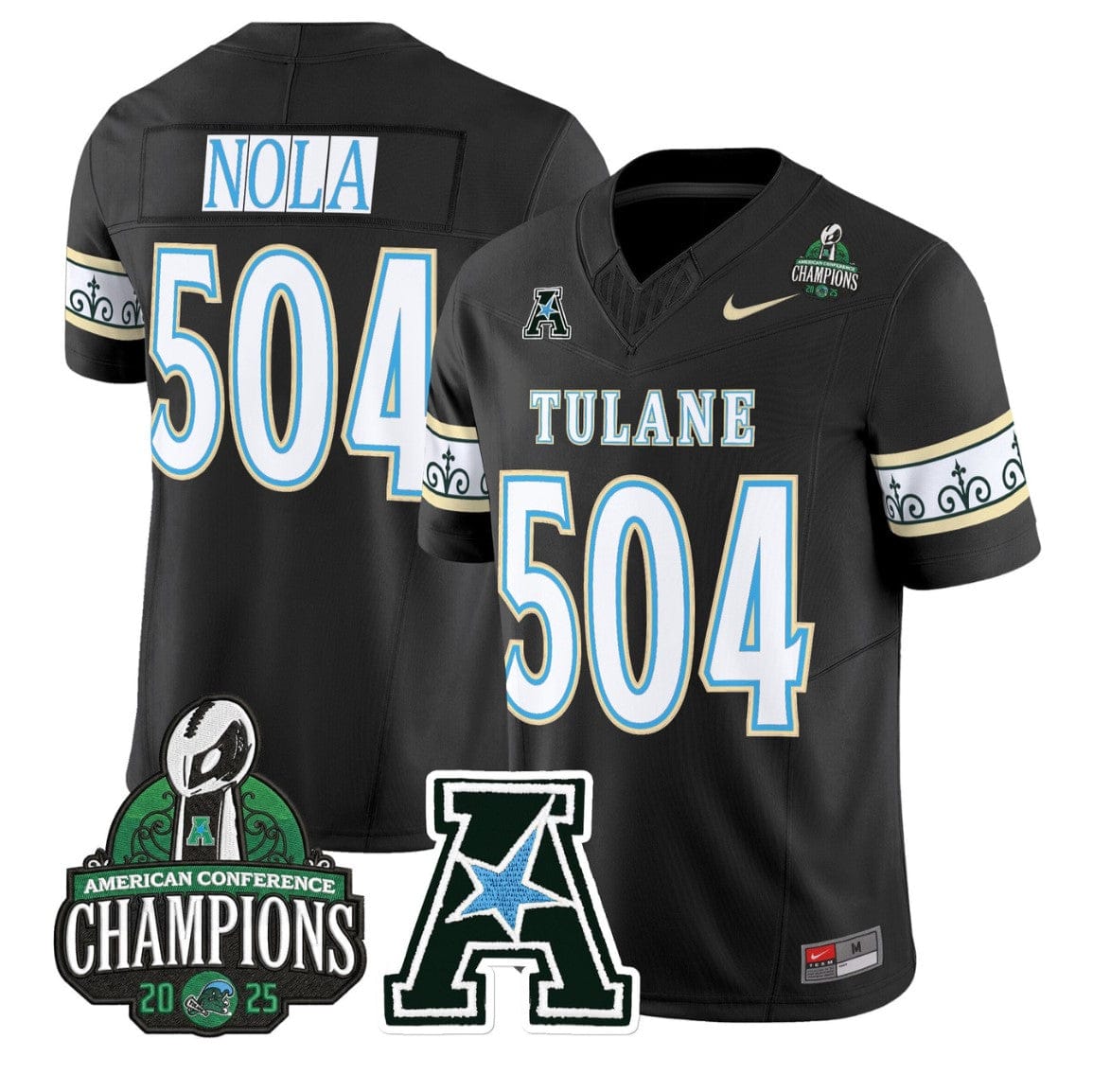 Nola Jersey #504 Tulane Green Wave City Edition 2025 AAC Champions