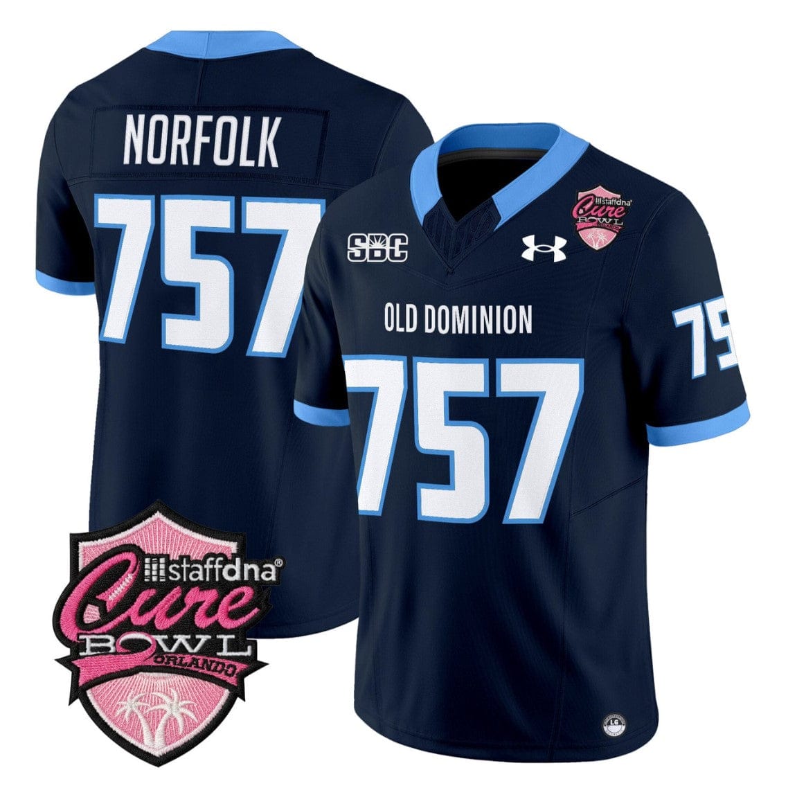 Norfolk Jersey #757 Old Dominion Monarchs 2025 Cure Bowl Stitched - Image 3