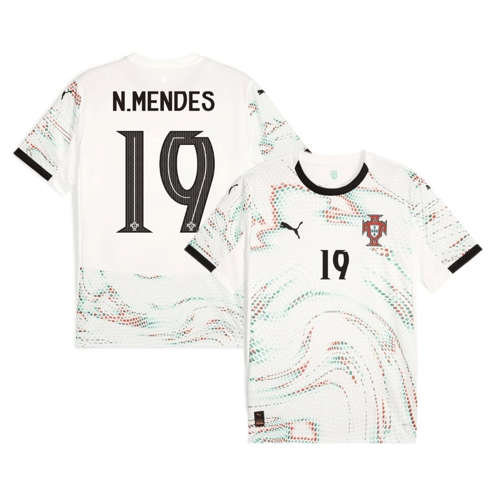 Nuno Mendes 19 Portugal National Team 2025-26 Away Men Jersey – White