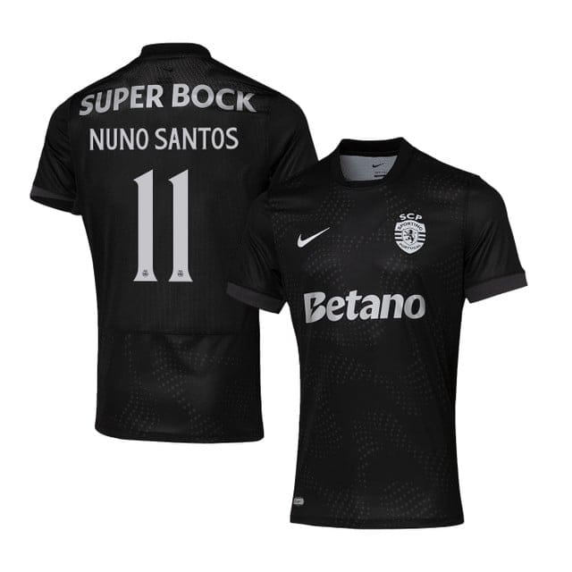 Nuno Santos 11 Sporting CP 2025-26 Away Match Jersey – Black