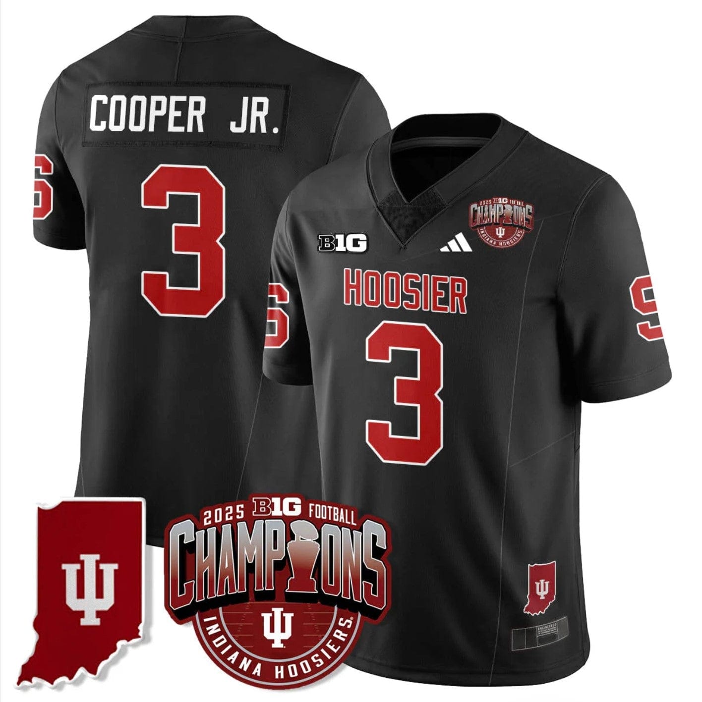 Alternative view of Omar Cooper Jr Jersey #3 Indiana Hoosiers Big 10 Champions Limited Stitched