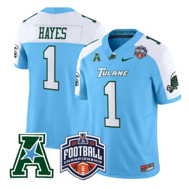 Omari Hayes Jersey #1 Tulane Green Wave 2025 AAC Championship Stitched