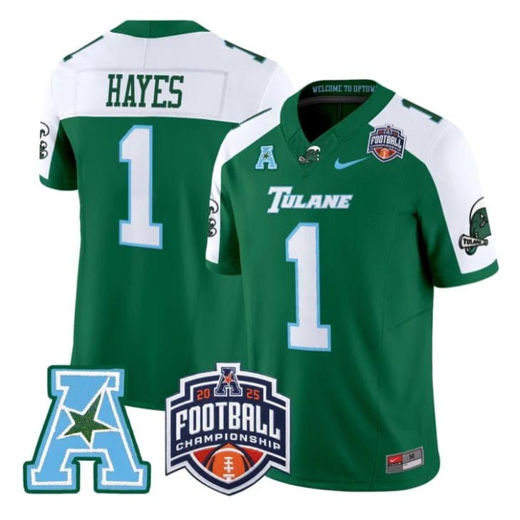 Omari Hayes Jersey #1 Tulane Green Wave 2025 AAC Championship Stitched - Image 3