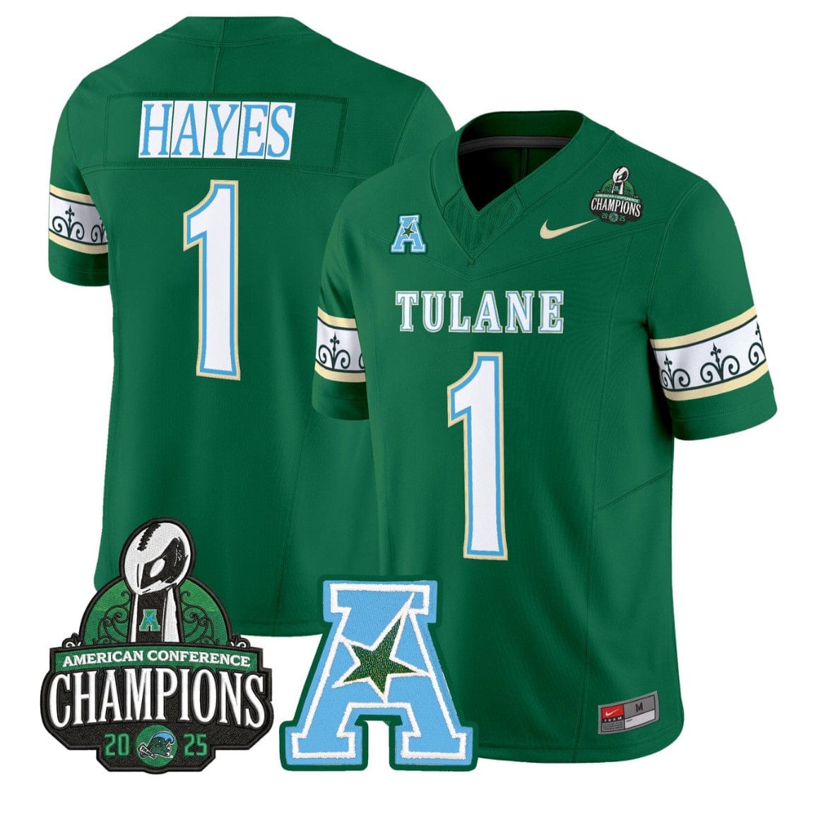 Omari Hayes Jersey #1 Tulane Green Wave City Edition 2025 AAC Champions - Image 3