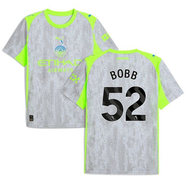 Oscar Bobb 52 Manchester City 2025-26 Third Men Jersey – Gray