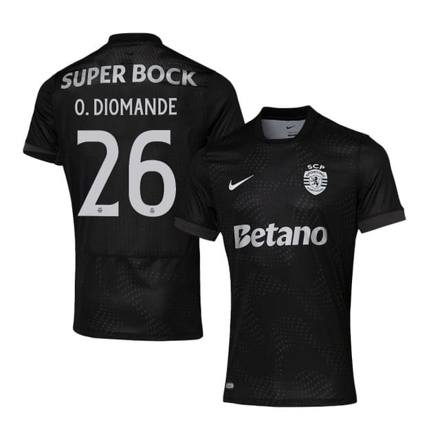 Ousmane Diomande 26 Sporting CP 2025-26 Away Match Jersey – Black