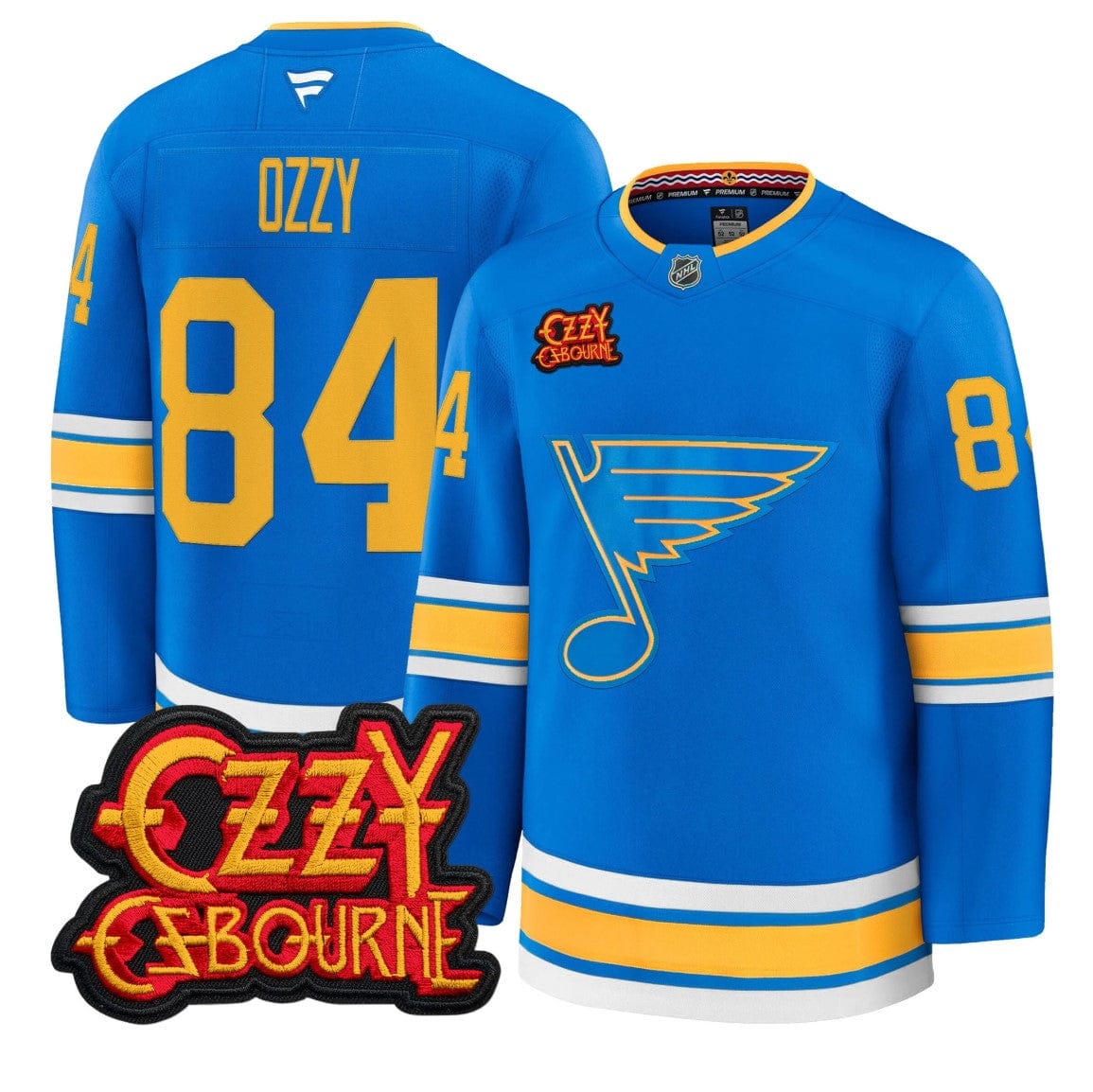 Alternative view of Ozzy Osbourne Jersey #84 St. Louis Blues Ozzy Osbourne Patch Stitched