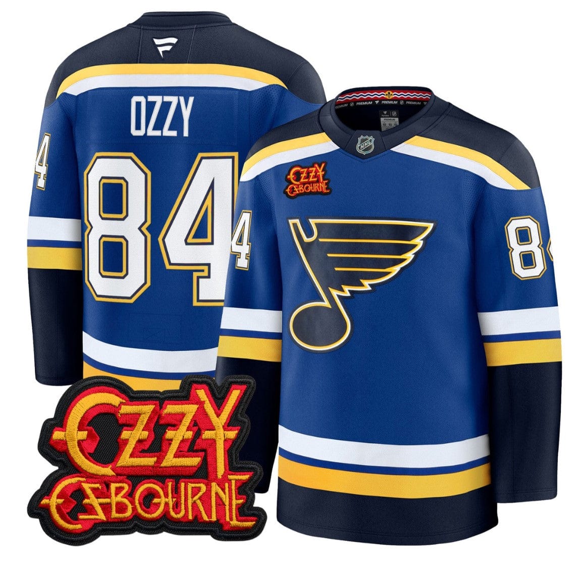 Ozzy Osbourne Jersey #84 St. Louis Blues Ozzy Osbourne Patch Stitched