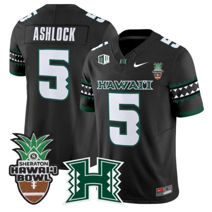 Pofele Ashlock Jersey #5 Hawai'i Rainbow 2025 Hawai'i Bowl Stitched