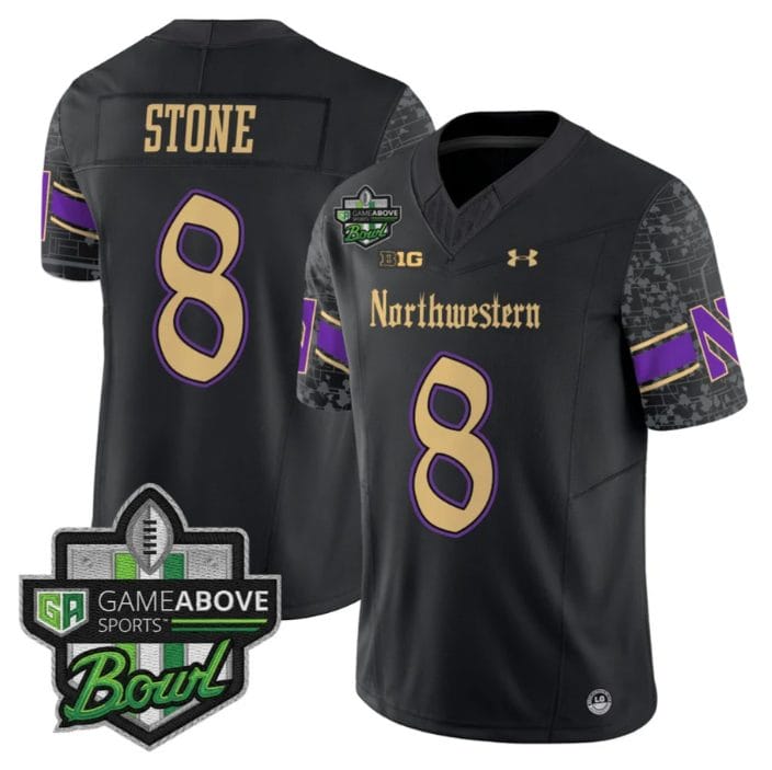 Preston Stone Jersey #8 Northwestern Wildcats 2025 GameAbove Sports Bowl