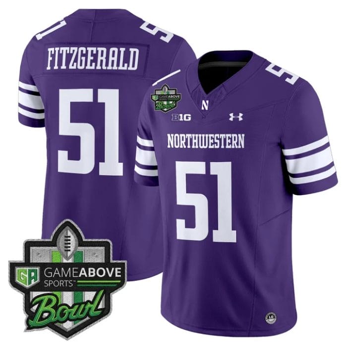Alternative view of Pat Fitzgerald Jersey #51 Northwestern Wildcats 2025 GameAbove Sports Bowl