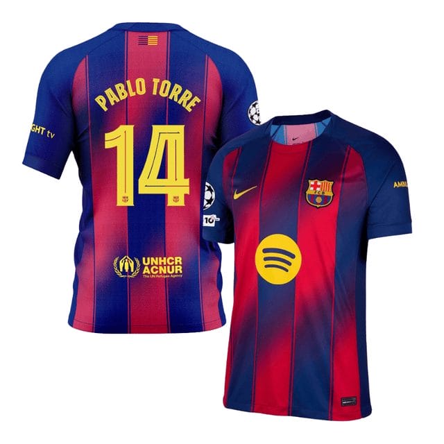 Pablo Torre 14 Barcelona 2025-26 Home Jersey – Scarlet