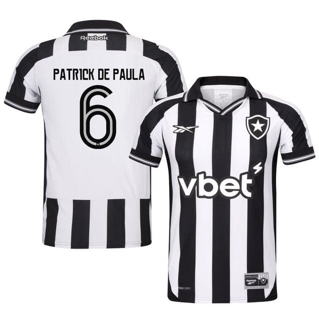 Patrick de Paula #6 Botafogo 2025-26 Home Jersey – Black White
