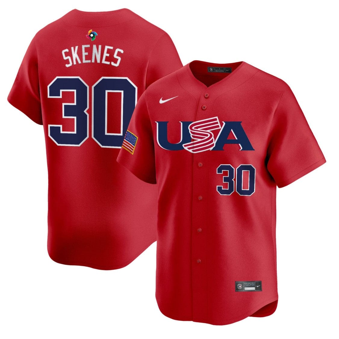 Alternative view of Paul Skenes Jersey #30 Projected Team USA World Baseball Classic 2023 Style 2026 Roster