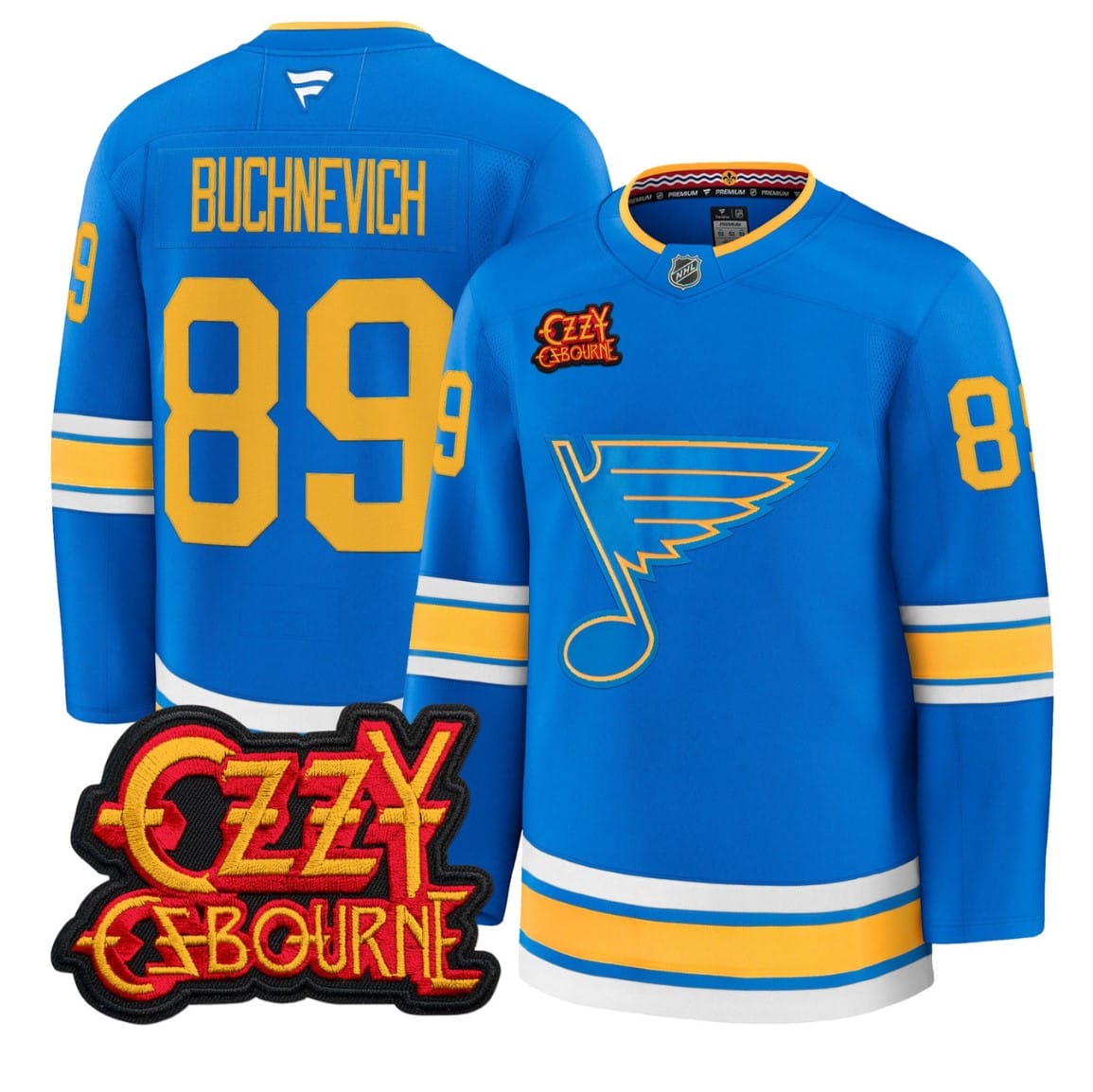 Alternative view of Pavel Buchnevich Jersey #89 St. Louis Blues Ozzy Osbourne Patch Stitched