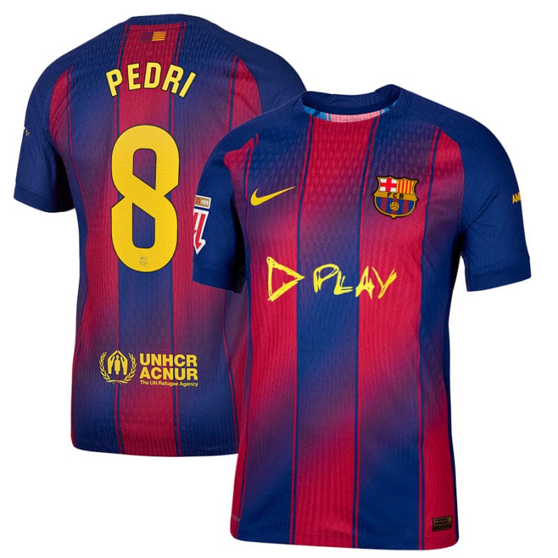 Pedri #8 FC Barcelona x Ed Sheeran 2025-26 Home Match Jersey – Red blue