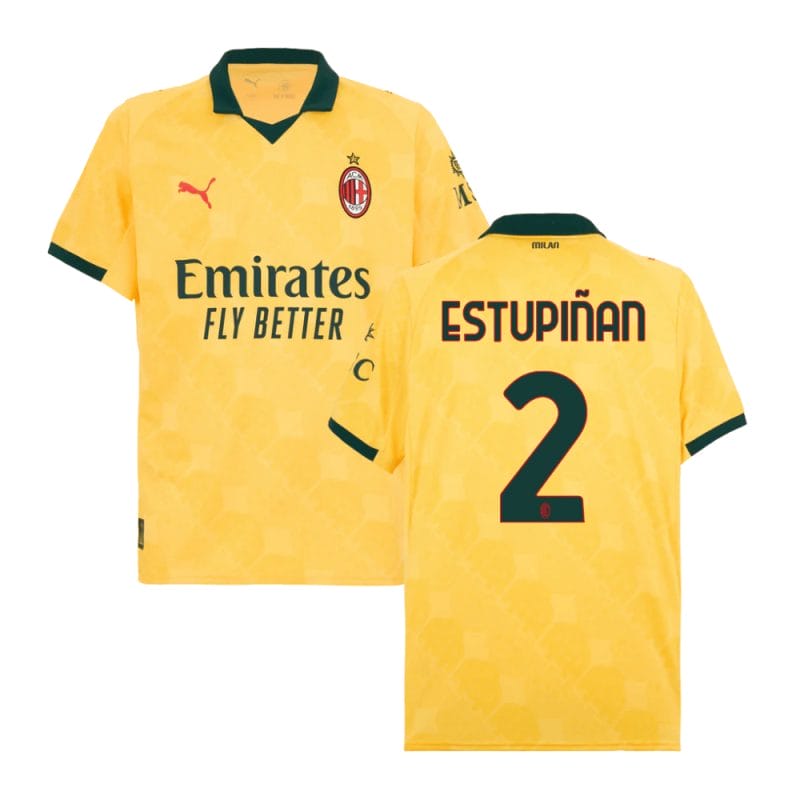 Pervis Estupinan #2 AC Milan 2025-26 Third Men Jersey – Yellow