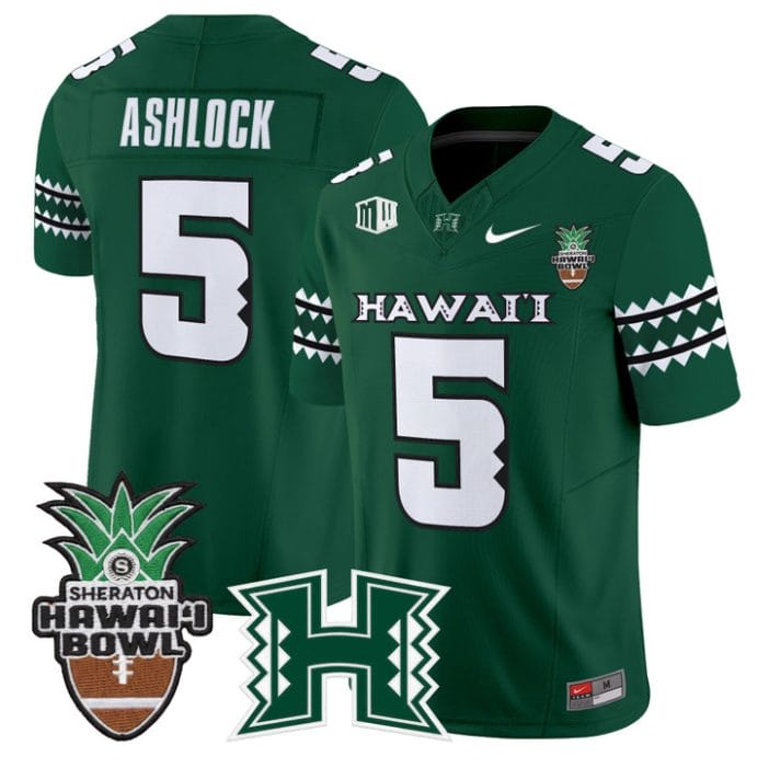 Pofele Ashlock Jersey #5 Hawai'i Rainbow 2025 Hawai'i Bowl Stitched - Image 3