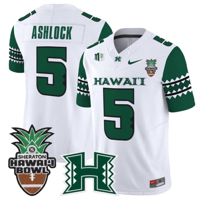 Pofele Ashlock Jersey #5 Hawai'i Rainbow 2025 Hawai'i Bowl Stitched - Image 4