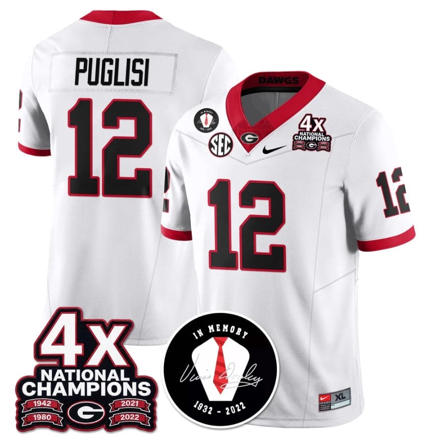 Ryan Puglisi Jersey #12 Georgia Bulldogs 4x-Time National Champions Stitched - Image 5