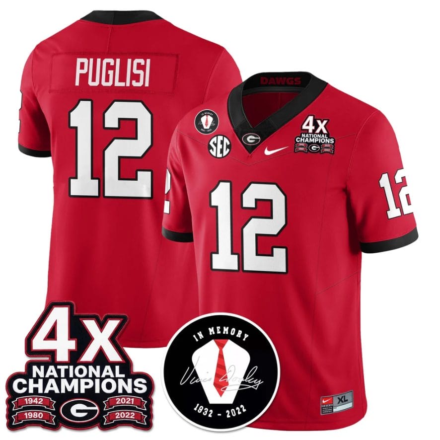 Ryan Puglisi Jersey #12 Georgia Bulldogs 4x-Time National Champions Stitched - Image 4