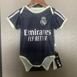 Real Madrid 2025-26 Away Tiny Fan Style Soccer Baby Bodysuit – Black