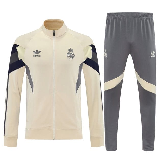 Real Madrid 2025-26 Soccer Training Set – Vintage Cream and Grey