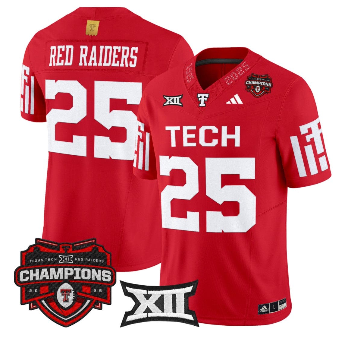 Alternative view of Red Raiders Jersey #25 Texas Tech 2025 Big 12 Champions Limited Stitched