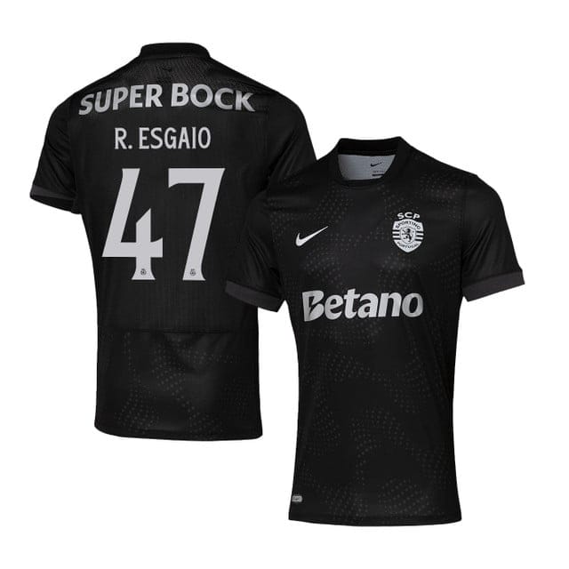 Ricardo Esgaio 47 Sporting CP 2025-26 Away Match Jersey – Black