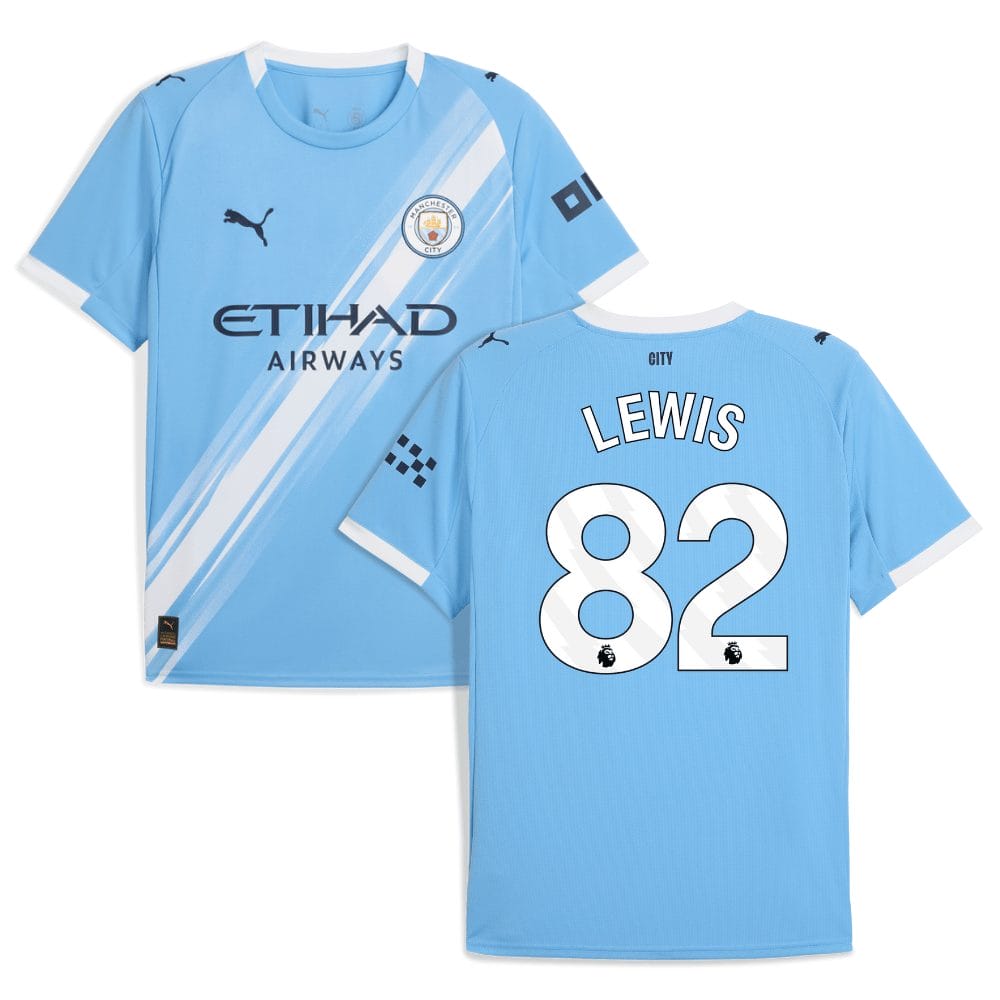 Rico Lewis 82 Manchester City 2025-26 Home Men Jersey – Sky Blue