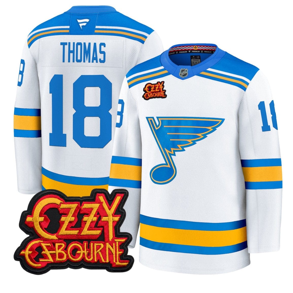 Robert Thomas Jersey #18 St. Louis Blues Ozzy Osbourne Patch Stitched - Image 3