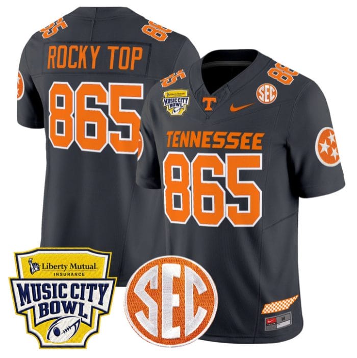 Alternative view of Rockey Jersey #865 Tennessee Vols 2025 Music City Bowl Patch Stitched