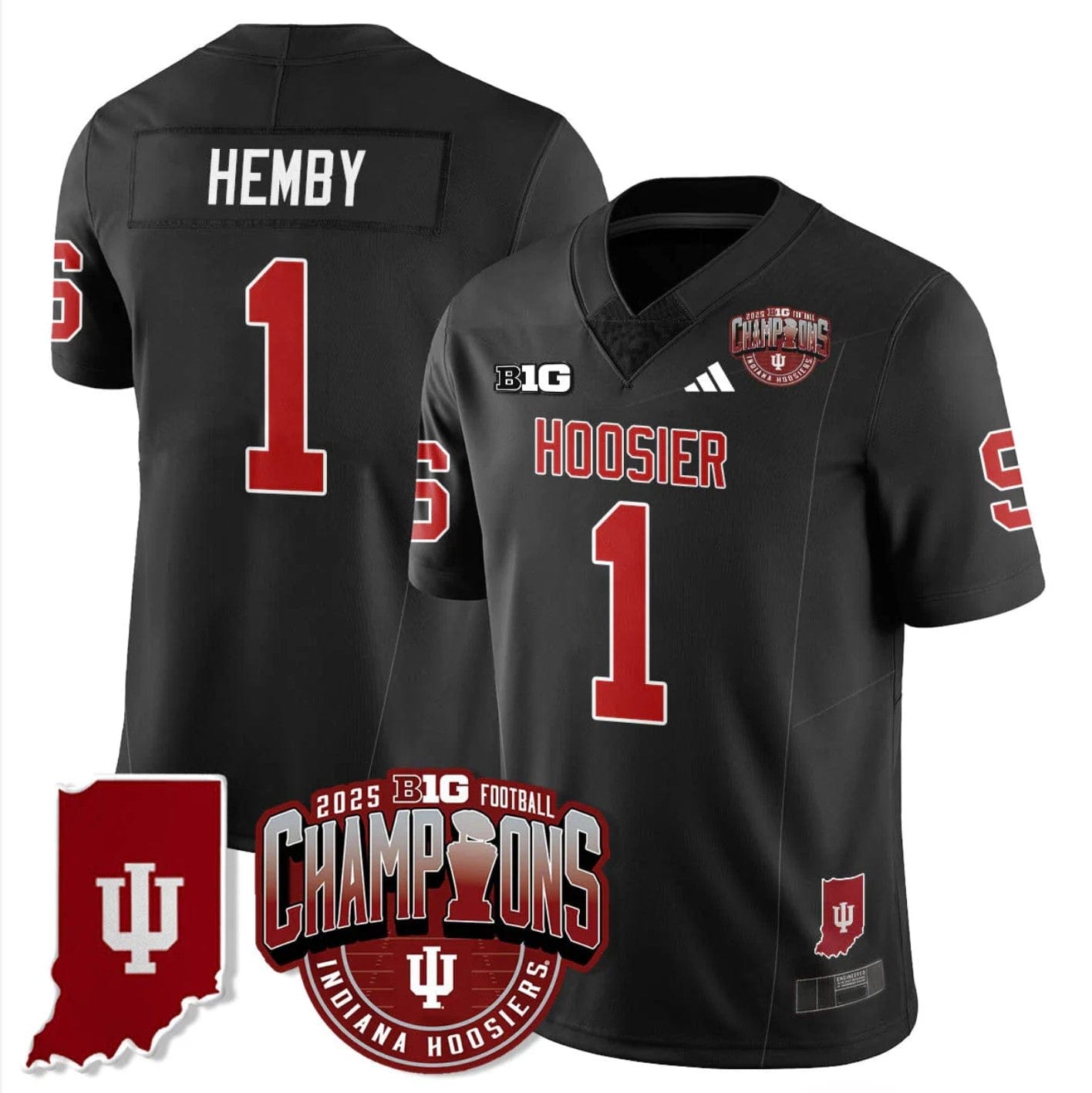 Alternative view of Roman Hemby Jersey #1 Indiana Hoosiers Big 10 Champions Limited Stitched