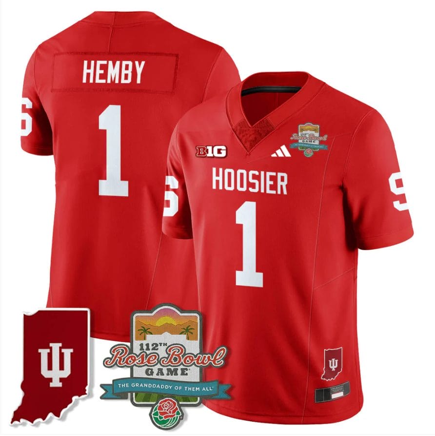 Roman Hemby Jersey #1 Indiana Hoosiers Rose Bowl 112th Patch Stitched - Image 3
