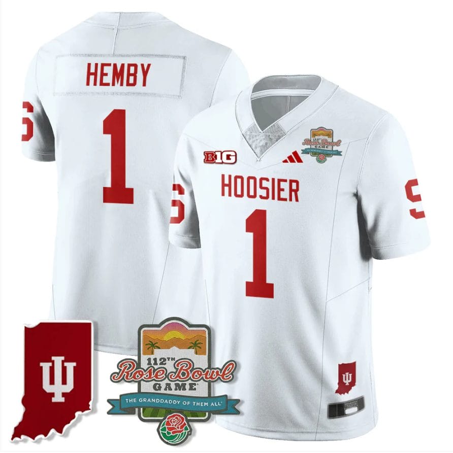 Roman Hemby Jersey #1 Indiana Hoosiers Rose Bowl 112th Patch Stitched - Image 4