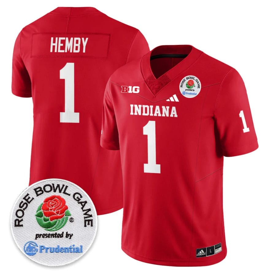 Roman Hemby Jersey #1 Indiana Hoosiers Vapor Rose Bowl Patch Stitched - Image 3