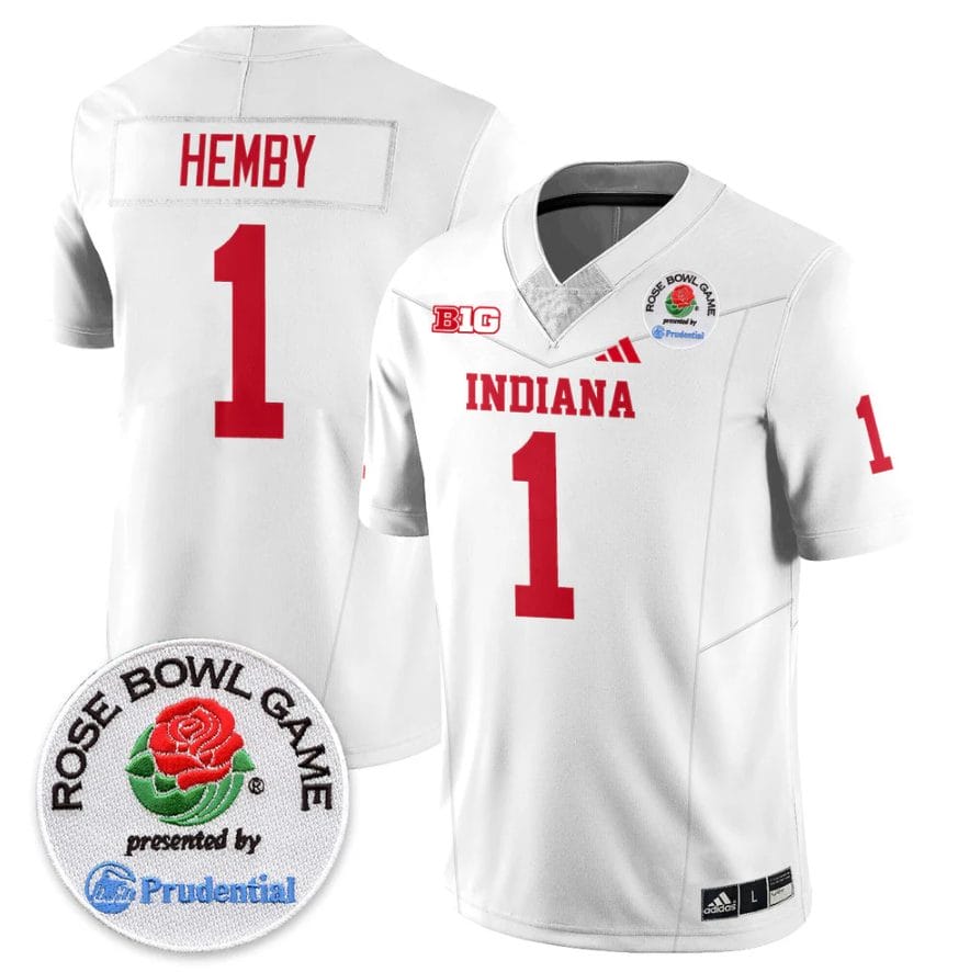 Roman Hemby Jersey #1 Indiana Hoosiers Vapor Rose Bowl Patch Stitched - Image 4