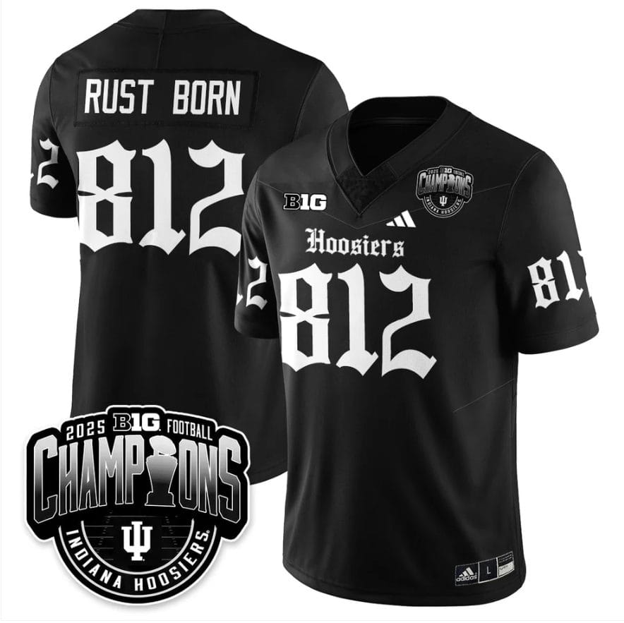 Alternative view of Rust Born Jersey #812 Indiana Hoosiers Gothic Big 10 Champions Stitched