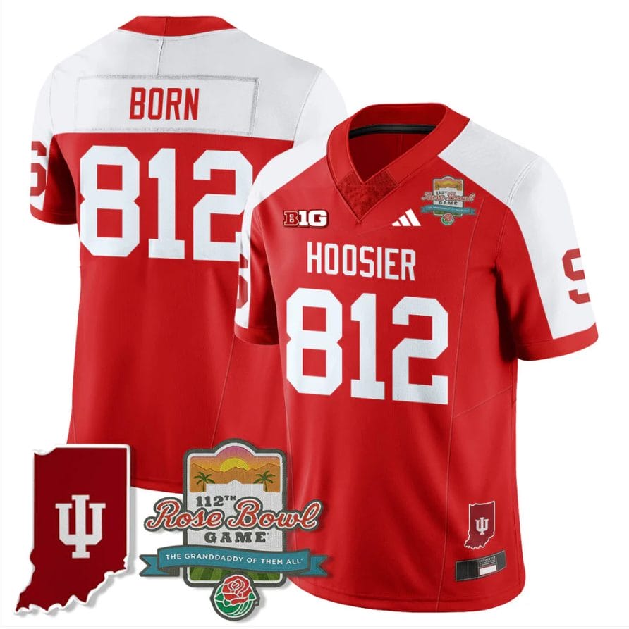 Rust Born Jersey #812 Indiana Hoosiers Rose Bowl 112th Patch Stitched