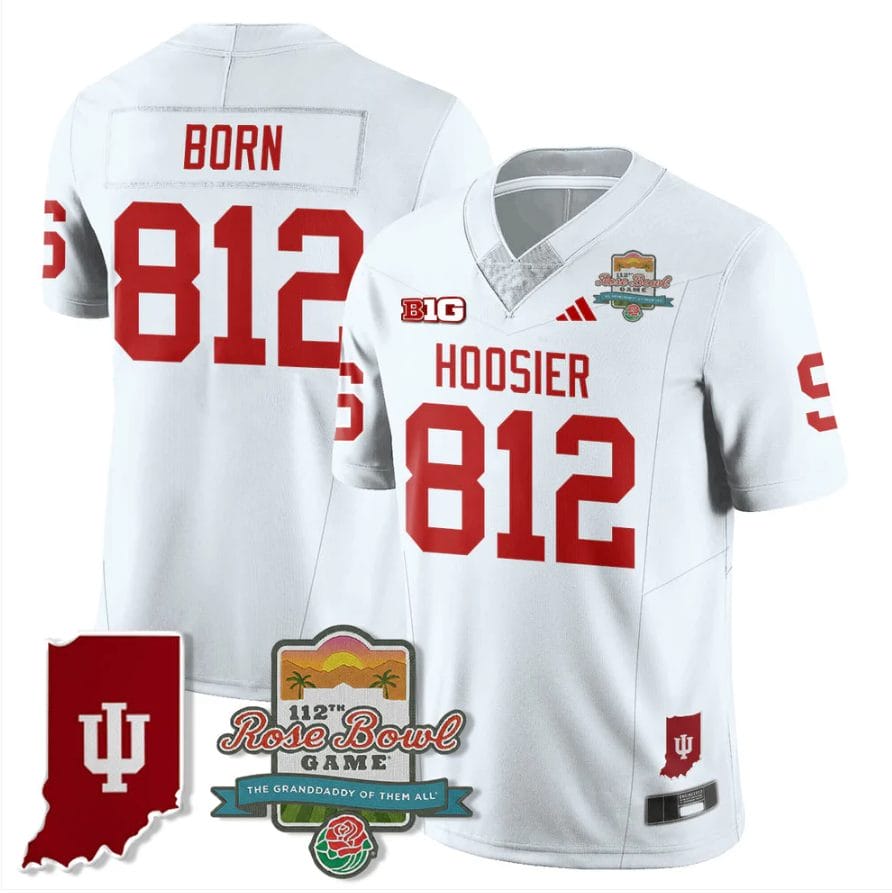 Rust Born Jersey #812 Indiana Hoosiers Rose Bowl 112th Patch Stitched - Image 4